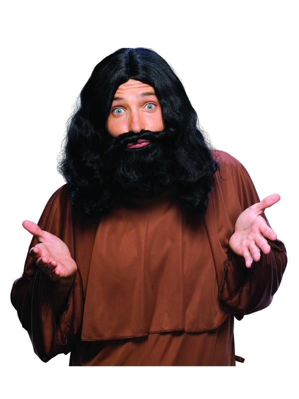 Men's Black Biblical Wig and Beard Set - Walmart.com