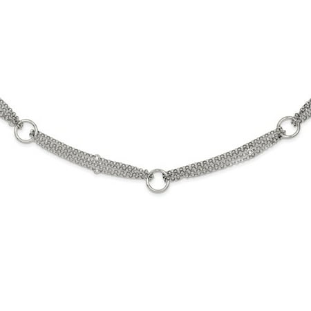 Sterling Silver 18in Polished Multi-Strand Fancy Circle Necklace