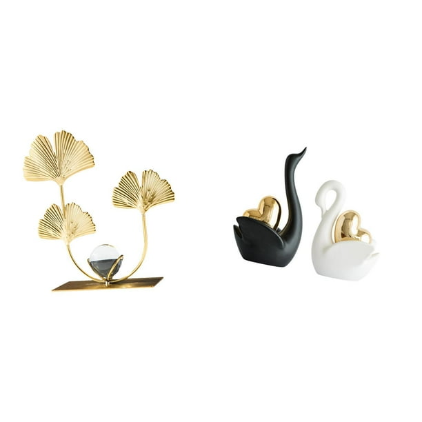 Estatua de figura,Estatuas de hojas y flores de metal,esculturas decorativas,Figuras decorativas para el hogar,para estante,mesa o vitrina.,estatua de cisne,Estatuas y figuras de cisnes de