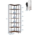 thumbnail image 2 of 7 Tier Corner Bookshelf with Metal Guardrails, 78 Inch Tall Hexagonal Bookcase with Anti Tip Kit, Industrial Standing Storage Rack for Living Room Home Office Kitchen, Black Brown, 2 of 8