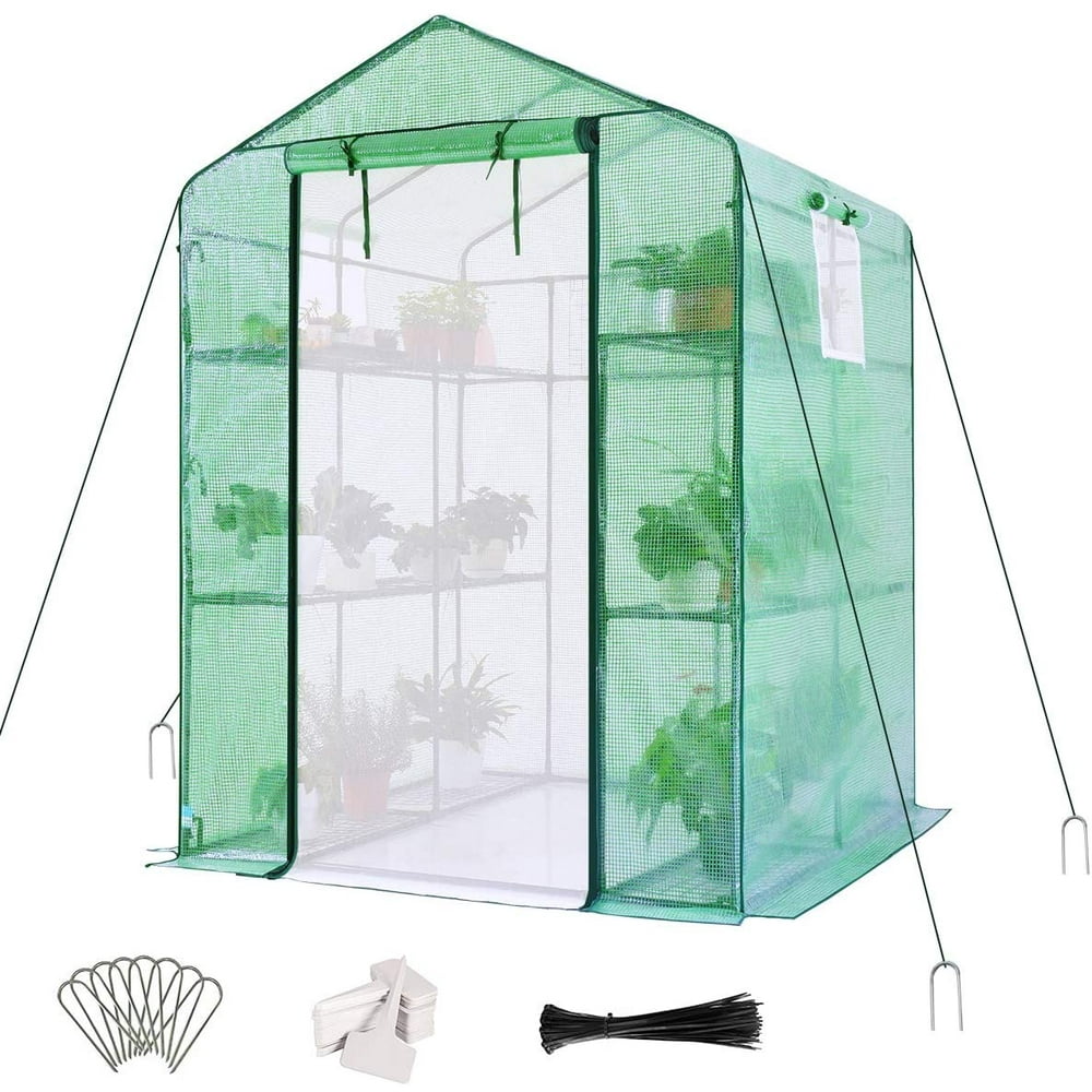 Quictent Greenhouse Screen Door 3 Windows 3 Tiers 12 Shelves 56" W x 56