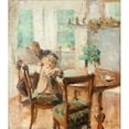 thumbnail image 2 of Julius Paulsen 15x17 Black Ornate Wood Framed Double Matted Museum Art Print Titled - The Child Plays While Dad Reads Newspaper (1916), 2 of 5