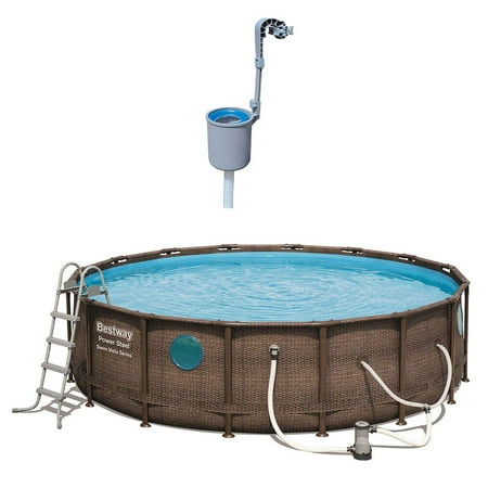 16 Foot Power Steel Vista Above Ground Swimming Pool w/Surface Skimmer (Best Way To Drain Ears Of Fluid)