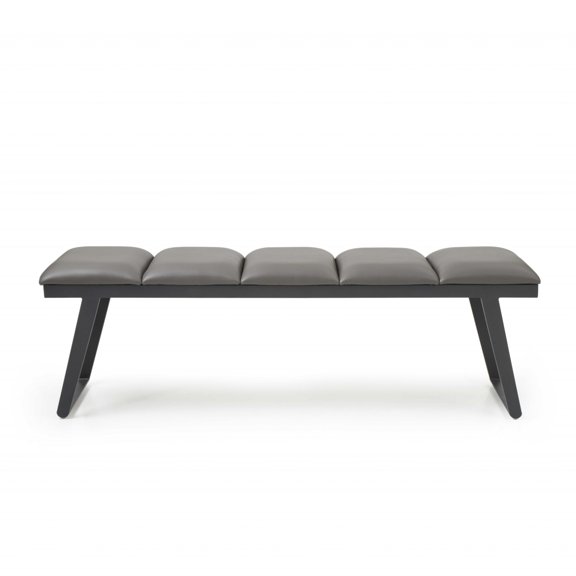Home Roots 57 x 16 x 18 in. Dark Grey Faux Leather Bench