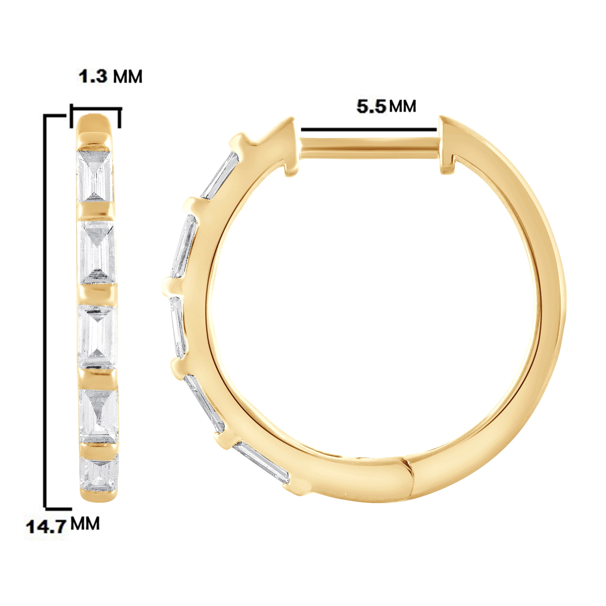 Unique Moments 1/4 Ct Baguette Lab Grown Diamond Hoop Earrings in Silver for Women (J, SI-I1)