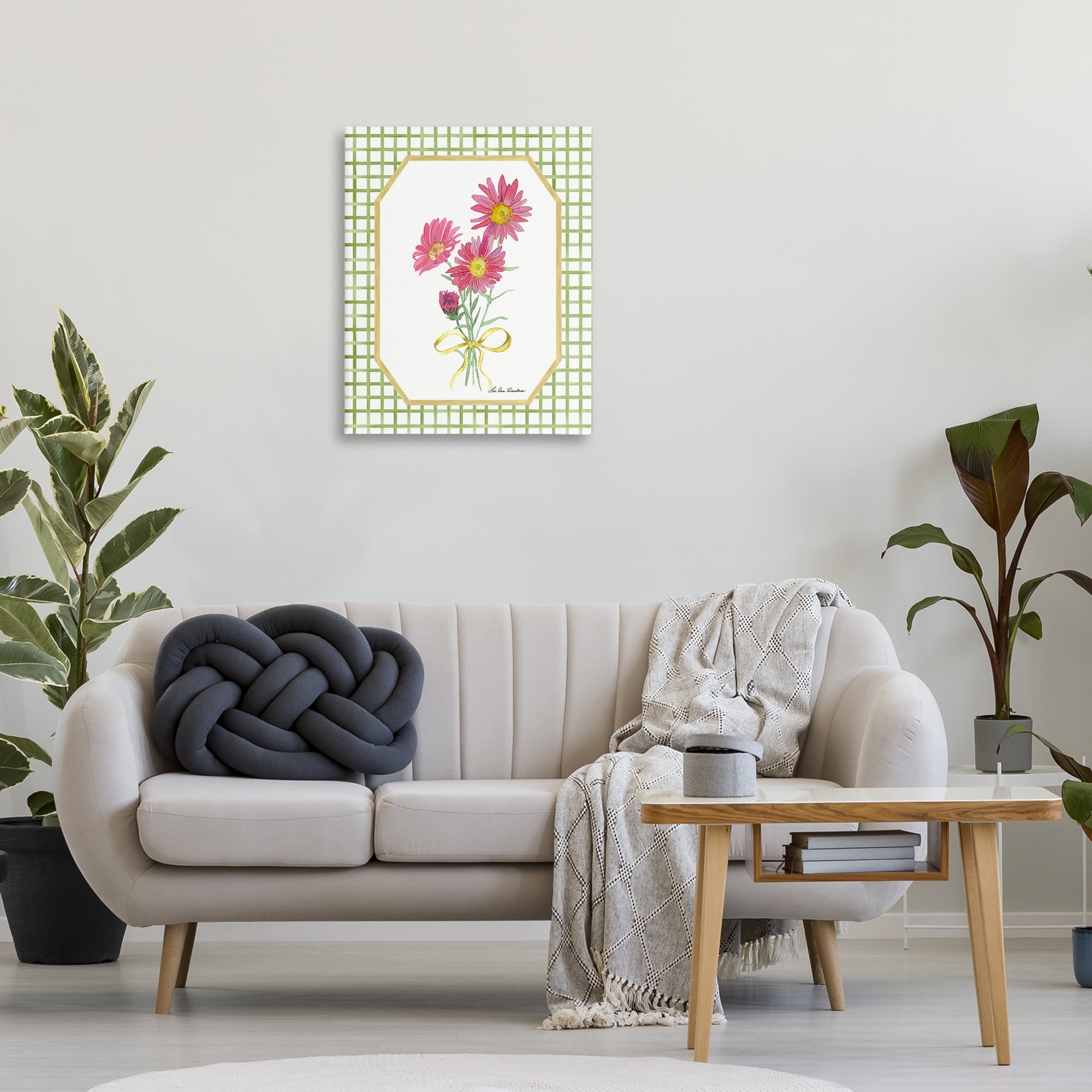 Botanical Story on Gingham Canvas Wall Art, design by Lee Ann Sanders