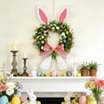 thumbnail image 4 of SCNOR Bunny Ear Easter Wreath, Flocked Bunny Wreath with Pastel Eggs & Flowers for Front Door, Indoor Outdoor Spring Home Decor, 4 of 6
