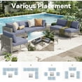 thumbnail image 7 of YODOLLA 7-Piece Patio Furniture Set with Tea Table, Rattan Wicker Outdoor Sectional Furniture Sofa Conversation Set, Grey Rattan&Blue Cushions, 7 of 7