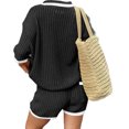 thumbnail image 4 of Short Sleeved Women Casual Crochet Set Lapel Button Down Cardigan Tops and Shorts, 4 of 6