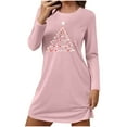 thumbnail image 2 of Bovxnpu Nightgowns For Women, Christmas Day Womens' Cotton Nightgown Long Sleeve Sleepwear Nightshirt Lounge Dress Spring Fall Outfits, 2 of 7