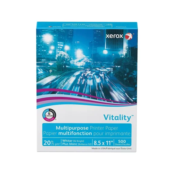 New Xerox Vitality 8.5" x 11" Multipurpose Paper 20 lbs. 92 Brightness 500