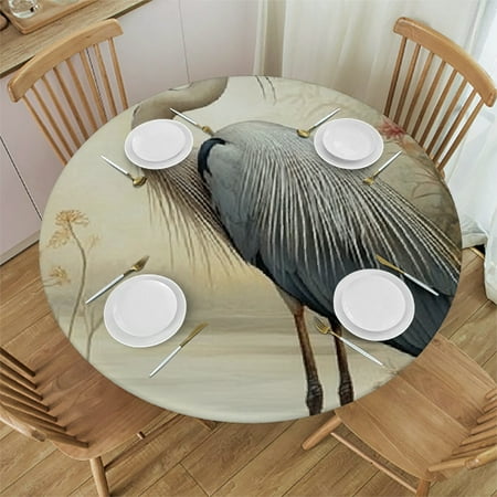

Patifu Birds Flowers Marshland Round Tablecloth Stain-Resistant Washable Indoor Outdoor Restaurant Wedding Party Waterproof Picnic Camping Kitchen Dining Home - Multiple Sizes Available 54 -58