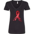 thumbnail image 3 of Inktastic Heart Health Awareness Red Ribbon Made of Hearts Women's V-Neck T-Shirt, 3 of 5