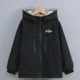 thumbnail image 2 of DJDLJWCJ Girls Windbreaker Jacket Cute Print Winter Warm Soft Polar Fleece Coat Waterproof Full Zipper Jacket Black Size 7, 2 of 8