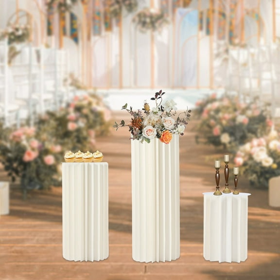 Wedding Centerpieces Cardboard Vases - Set of 3 Flower Vase Flowers Stand for Party Tables Decorations - Elegant Bulk Weddings Decoration Table Cylinder Centerpiece Stands