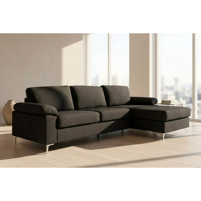 Zena - Modern Velvet Sectional With Chrome Legs (RHF)