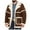 Coffee, variant on YYDGH Men's Winter Sherpa Fleece Coats Notched Lapel Single Breasted Faux Leather Trucker Jacket Long Sleeve Trench Coat Coffee L