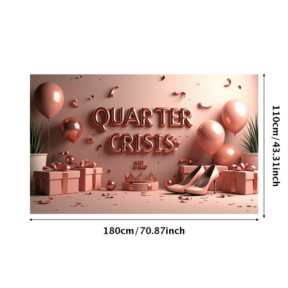 Quarter Life Crisis Themed Backdrop Banner Decor for Milestone Party Celebration Photography Props Party Decorations Happy Moments Decor