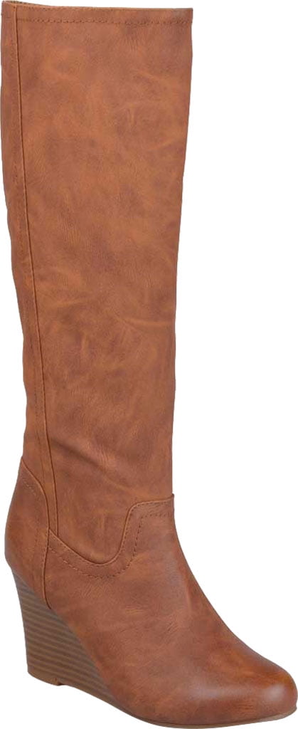 leather boots with wedge heel