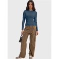 thumbnail image 6 of Women’s Basic Skinny Crop Top Tee Shirt Short Sleeve Workout Round Neck Cropped Tshirt, 6 of 6