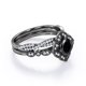 thumbnail image 3 of JeenMata Anillo Nupcial con Diseño Floral Milgrain Art Déco de 1,5 Quilates en Forma Redonda, Creado en Laboratorio, con Pavé Cruzado de Diamantes Negros y Moissanita Engastado en Plata, 3 of 6