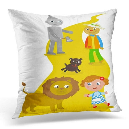 Tin Man Lion - ARHOME Yellow Brick The Wizard of Oz Dorothy with Her Dog Scarecrow and Tin Man Meets Lion Road Pillow Case Pillow Cover 18x18 inch