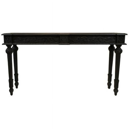 Tigard Solid Wood Hand-Carved Console Table in Gray Finish