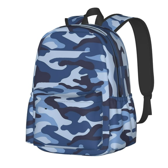Blue Camo Pattern Multipurpose Backpack Lightweight School Work Large Capacity Laptop Packsack Picnic Camping Travel Backpacks