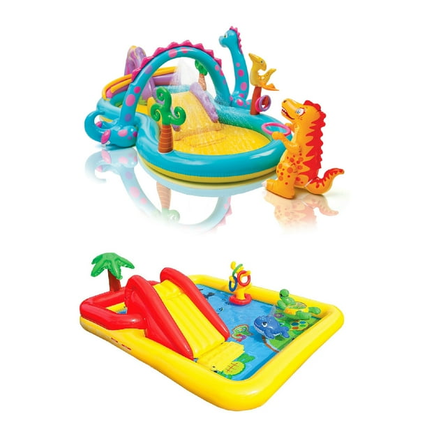 Intex Dinoland Kiddie Inflatable Pool & Inflatable Ocean Backyard Kiddie Pool - Walmart.com