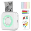 Bluetooth Mini Printer Sticker Maker for Notes, Memo, Photo, Sticky Scrapbook, Label Pocket Label Receipt Printer with 3 Rolls of Colored Paper and 5 Colored Pens
