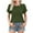Green, variant on Womens Short Sleeve Tops Dressy Casual Blouse Short Pleated Short Sleeve Round Neck Cotton Shirts Summer Clothes Breathable Basic Loose Pullover Top