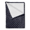 thumbnail image 2 of Damask Soft Flannel Fleece Throw Blanket, Middle Eastern Style Flower Branches Swirly Ethnic Revival Motif, Cozy Plush for Indoor and Outdoor Use, 70" x 90", Indigo Dark Khaki, by Ambesonne, 2 of 5