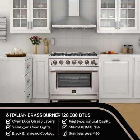 Forno Appliances - Capriasca Alta Qualita 5.36 Cu. Ft. Freestanding Single Oven Gas Range with Convection Oven - Stainless Steel