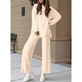 thumbnail image 6 of Women'S Two Piece Lounge Sets Matching Long Sleeve Shirts Wide Leg Pants Tracksuits Fall Clothes  L, 6 of 8