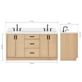 thumbnail image 3 of Ariel Kelly 67 Inch Double Oval Sink Bathroom Vanity With Pure White Quartz Countertop 1.5 Inch Edge In Oak, 3 of 12