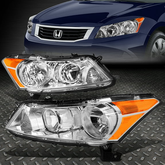 Nuvision for 08-12 Honda Accord Sedan Chrome Housing Amber Corner Headlights