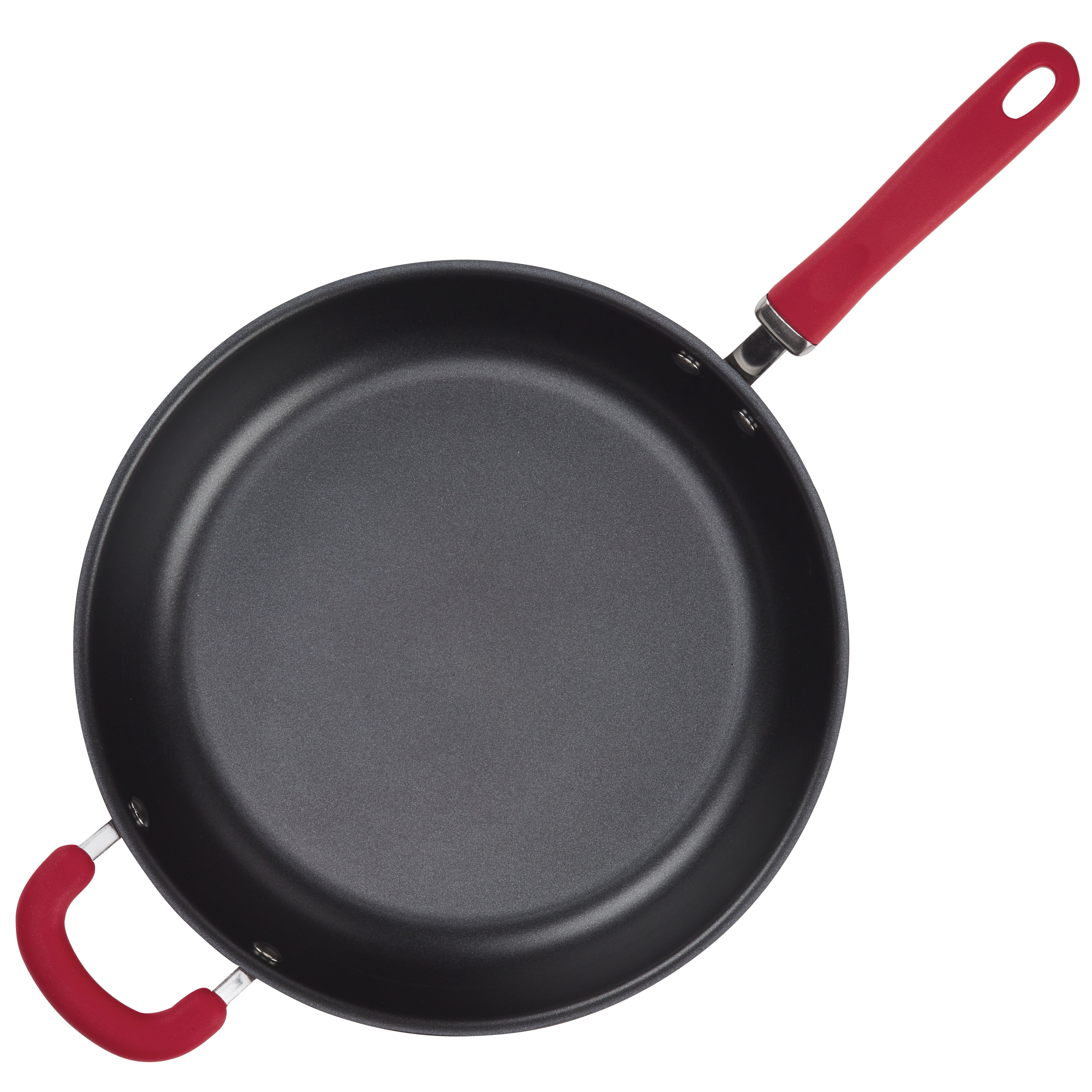 Rachael Ray 12.5" Create Delicious Hard-Anodized Aluminum Nonstick Deep Frying Pan, Red Handle
