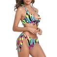 thumbnail image 3 of RELLECIGA Women's 2 Piece Bikini Sets Sexy Halter Knot Underwire Push Up Bikinis Striped Two Piece Swimsuit Set Bathing Suit, 3 of 5