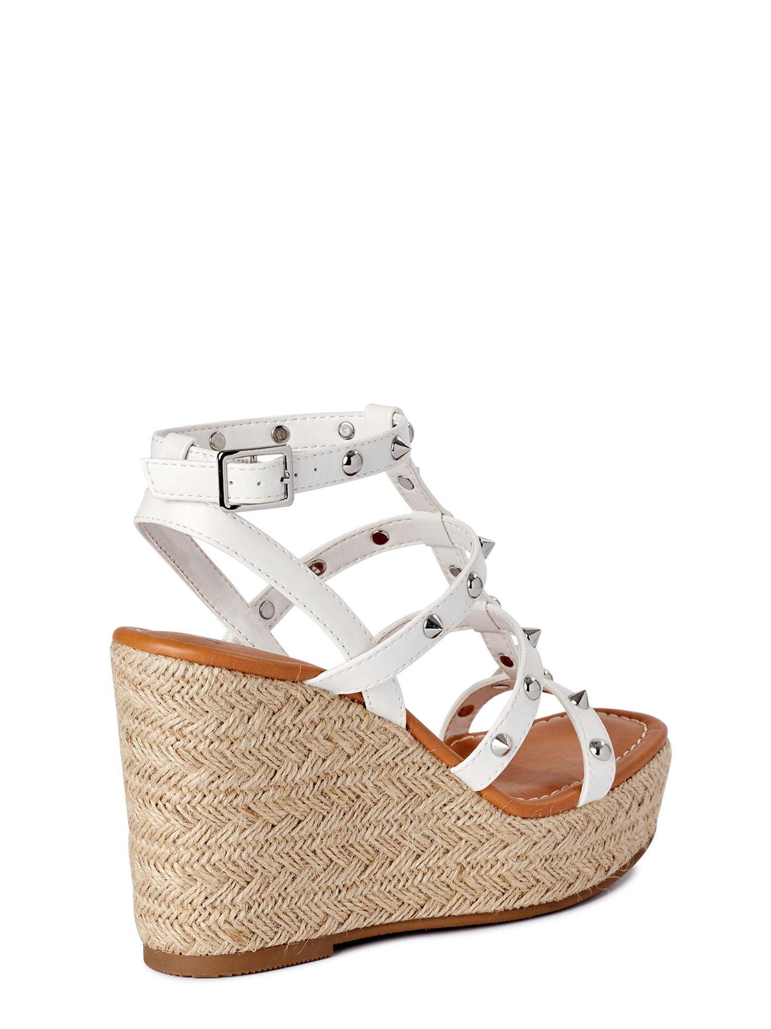 Time and Tru Women’s Studded Strap Wedge Sandals, Wide Width Available