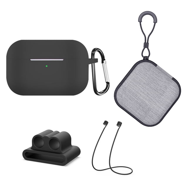 Moyic Mosquetón con cordón 5 en 1, caja de almacenamiento a prueba de golpes, conjunto de repuesto para Cables de audio/vídeo negro