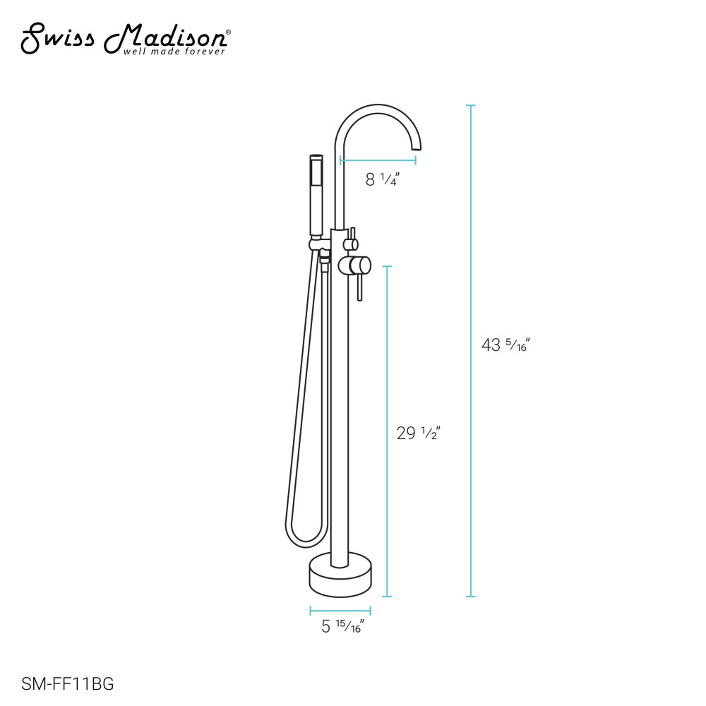 Ivy Freestanding Bathtub Faucet in Brushed Gold