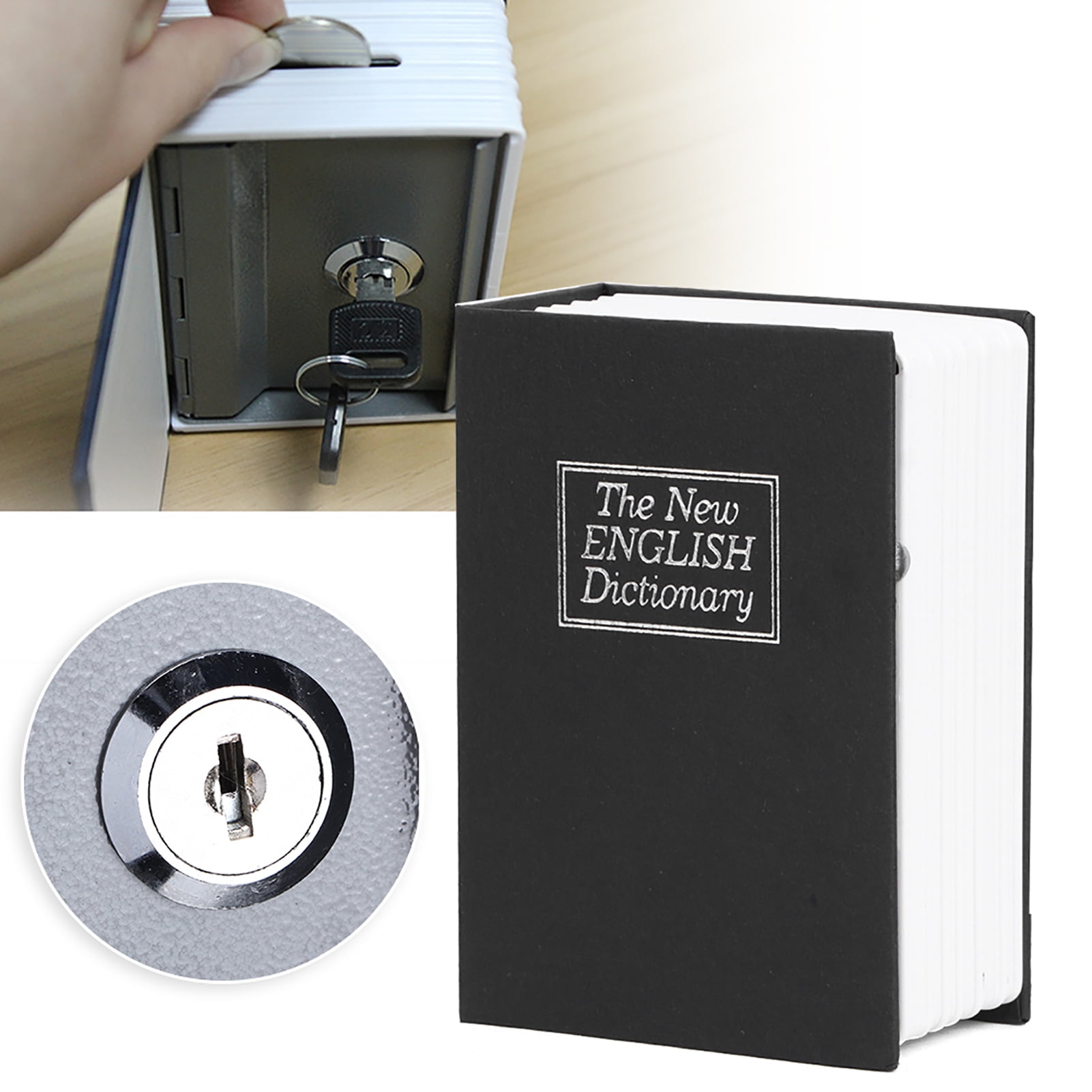 1 PC Home Dictionary Diversion Book Safe with Key/ Combination Lock Metal 