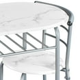 thumbnail image 3 of 3 Piece Kitchen Table Set, Dining Table Sets for 2, Compact Table and Chairs with Steel Frame & Shelf Storage for Bistro, Small Spaces, Apartment, White, 3 of 5