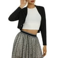 thumbnail image 4 of Women's Kimono Cardigan Lightweight Long Sleeve Open Front Cropped Jacket Draped Ruffle Short Shrugs, 4 of 9