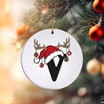 thumbnail image 6 of Black 26 Letter Christmas Tree Hanging Pendant with Reindeer Antler Decorative Balls Santa Hat 3.15" White Acrylic Discs Alphabet Keepsake for Holiday Xmas Winter Decor, 6 of 9