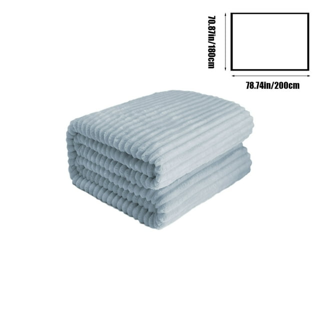 Extra Thick Fleece Blanket 71x79in Heavy Winter Throw Sofa Cover Double Layer Cold Protection Blue
