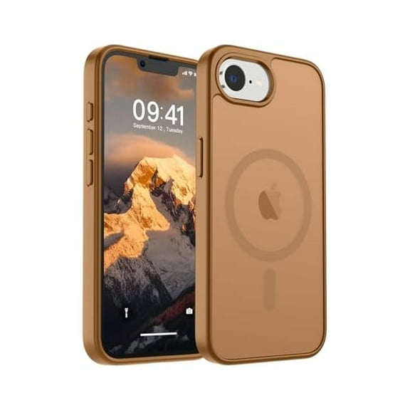 Magnetic for iPhone 16e Case 2025 (Compatible with MagSafe)(Military Grade Drop Protection) Slim Translucent Matte Shockproof with Anti-Fingerprint Phone Case,Brown
