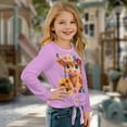 thumbnail image 3 of Xixirimido Highland Cow Daisy Purple Pattern Girls Casual Tunic Tops Tie-hem Long Sleeve Loose Soft Blouse T-Shirt Cute Graphic Girls Shirts, Size 5-6, 3 of 7
