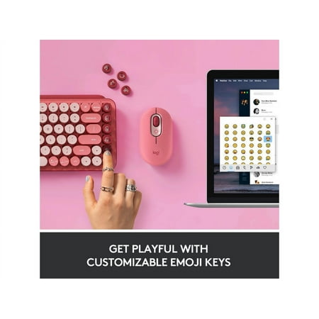 Logitech - POP Keys Wireless Mechanical Tactile Switch Keyboard for Windows/Mac with Customizable Emoji Keys - Heartbreaker Rose