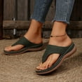 thumbnail image 6 of Flip-Flops for Women Outdoor Wedge Thick Sole Open Toe Slip-on Peep Toe Slides Thong Women Footwear Comfortable Outdoor Walking Beach Shoes Green 9, 6 of 10